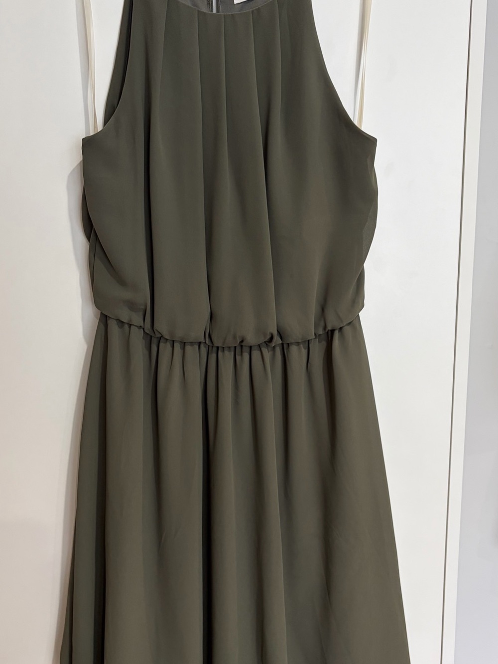 Lush Olive Sleeveless Blouson Waist Midi Dress